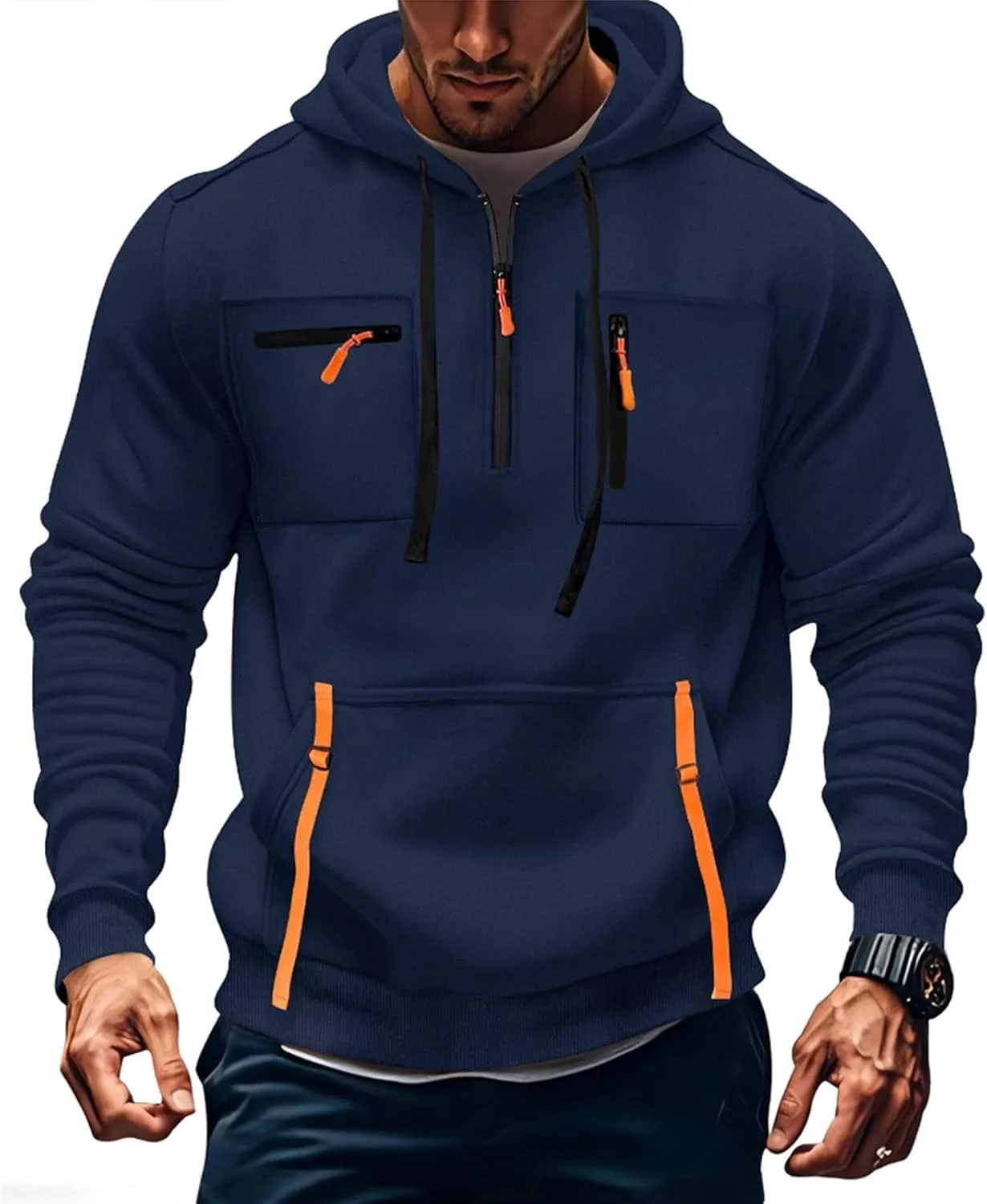 

Мужской утепленный худи оверсайз с капюшоном на молнии