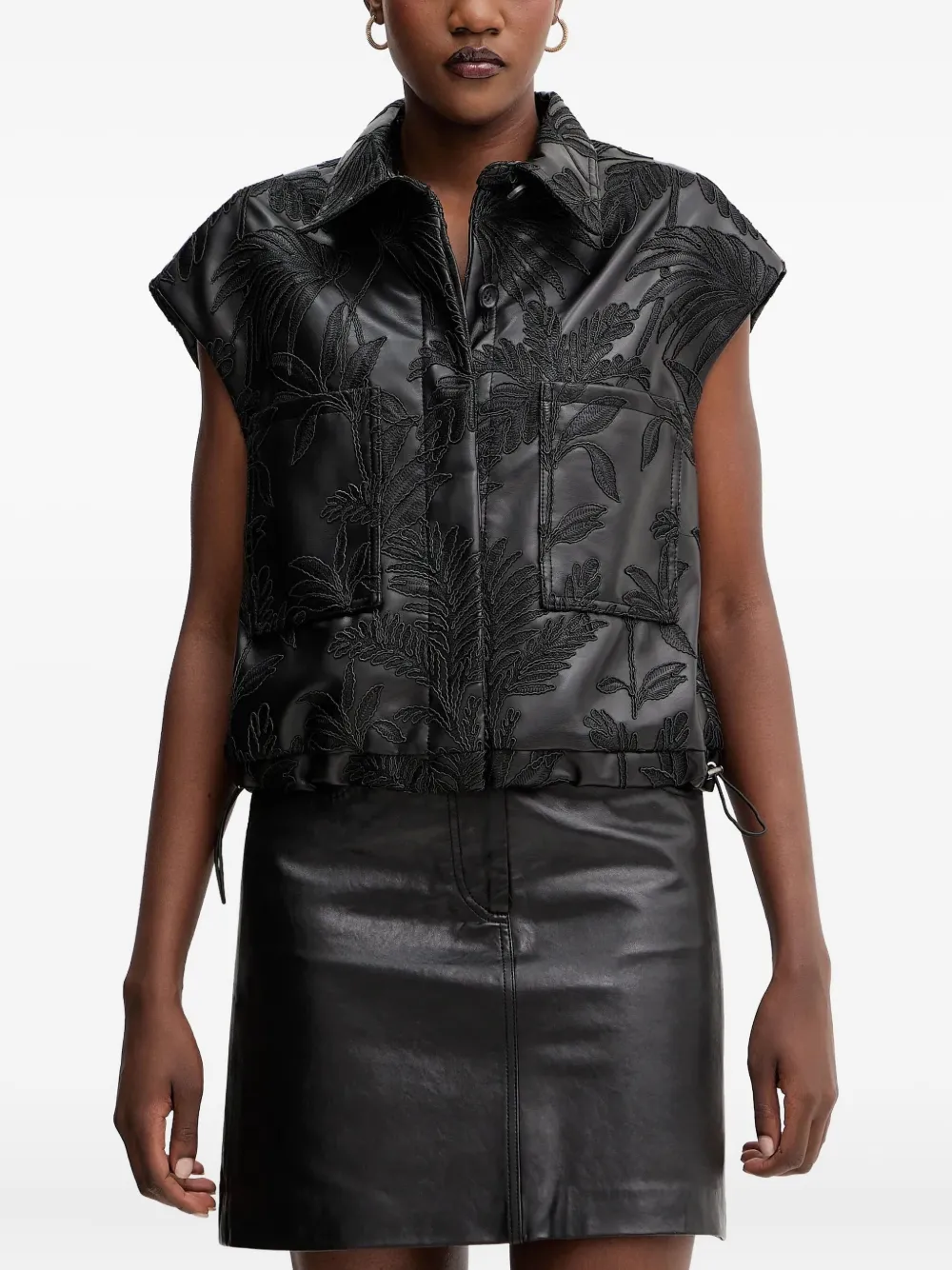 

Жилет с цветочной вышивкой Guess Usa, черный