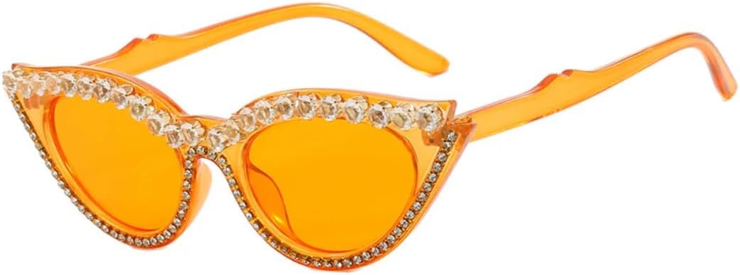 

Модные солнцезащитные очки «кошачий глаз» в оправе со стразами, роскошные женские очки для вечеринок, солнцезащитные очки с защитой от УФ-излучения UV400 VVTWSSW, Orange Orange