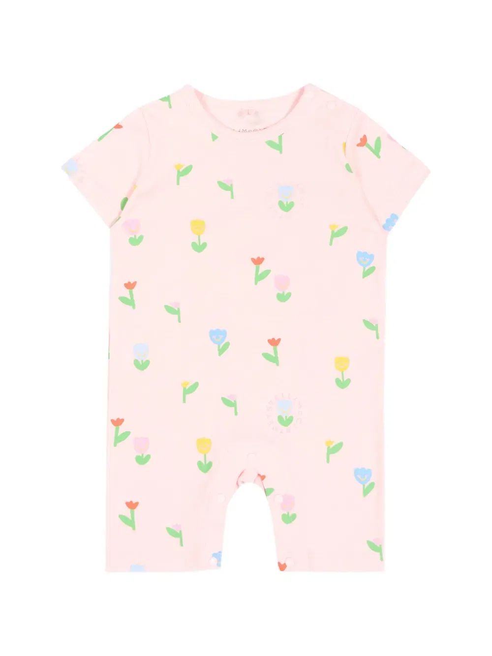 Комплект из нагрудника и комбинезона с цветочным принтом Stella Mccartney Kids, розовый — фото 2