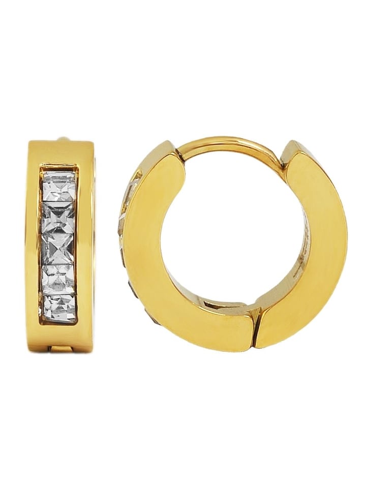 

Adeliás Женские серьги - Серьги-кольца из нержавеющей стали с золотыми стразами