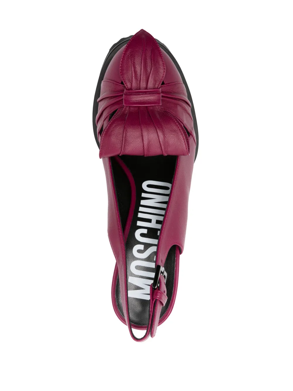 130-миллиметровые кожаные туфли с открытой пяткой Moschino, фиолетовый — фото 4