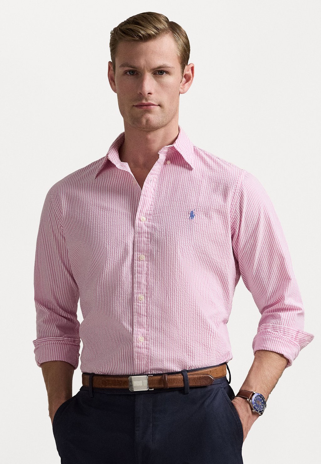 

Рубашка CUSTOM FIT STRIPED SEERSUCKER SHIRT Polo Ralph Lauren, розовый