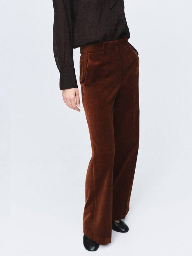 

бархатные брюки с широкими штанинами Mango, Orange