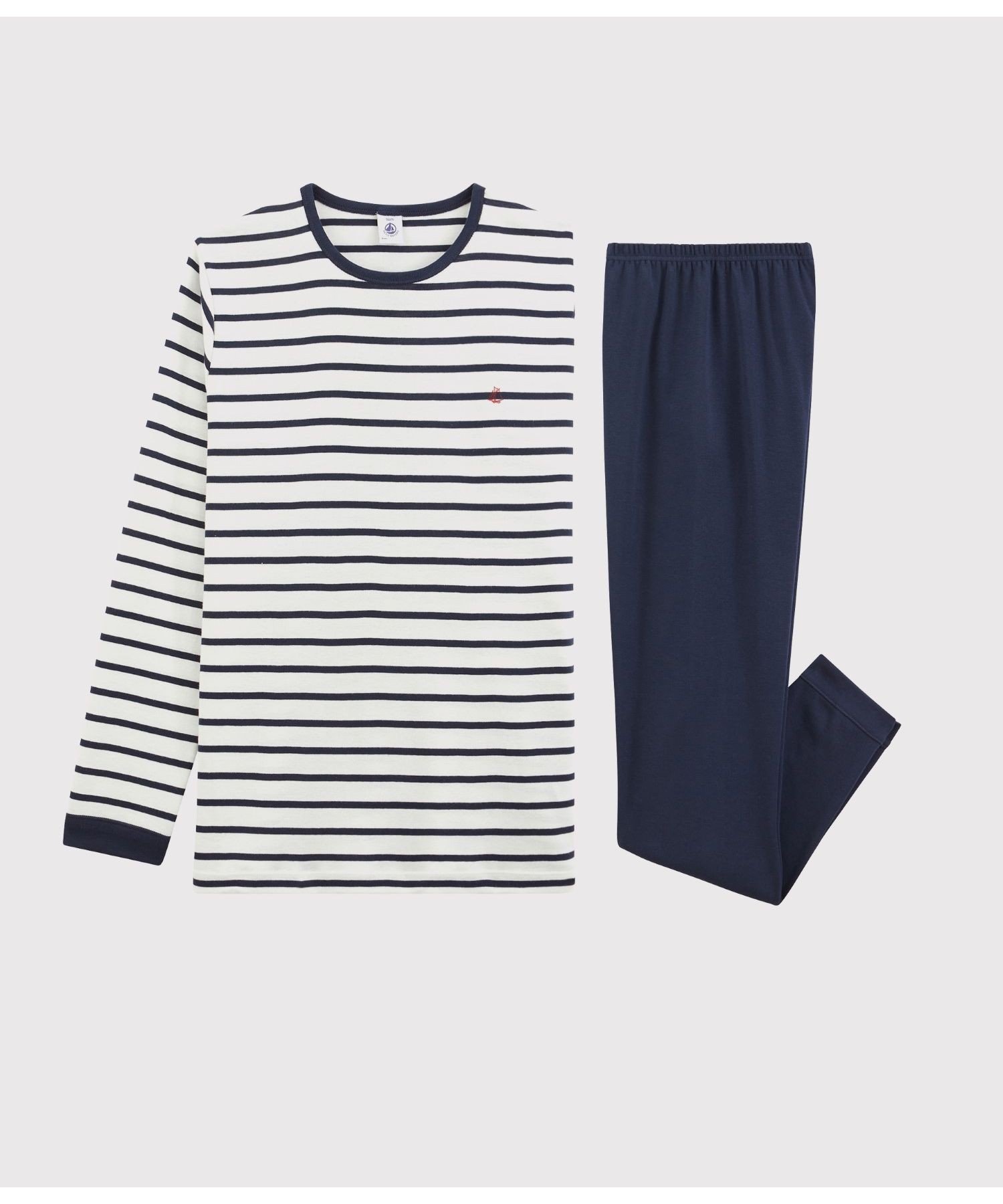 Пижама Marinière с длинными рукавами PETIT BATEAU, Off-white/dark navy — фото 4