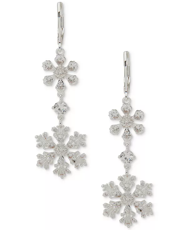 

Серьги-Подвески в виде двойных снежинок из кубического циркония серебристого оттенка Anne Klein, crystal