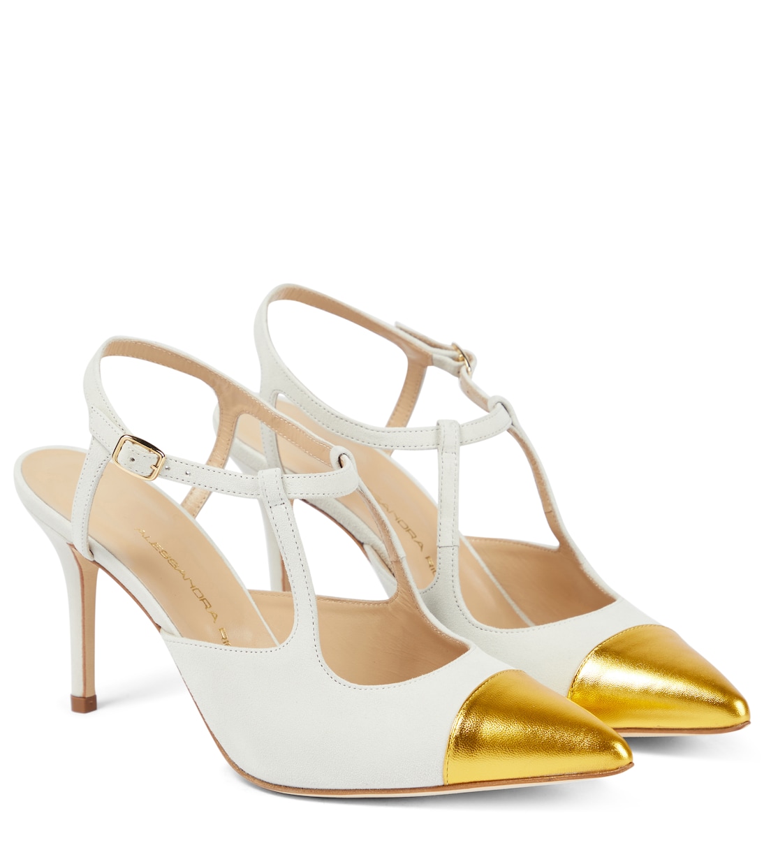 Кожаные туфли Alessandra Rich, White-Gold