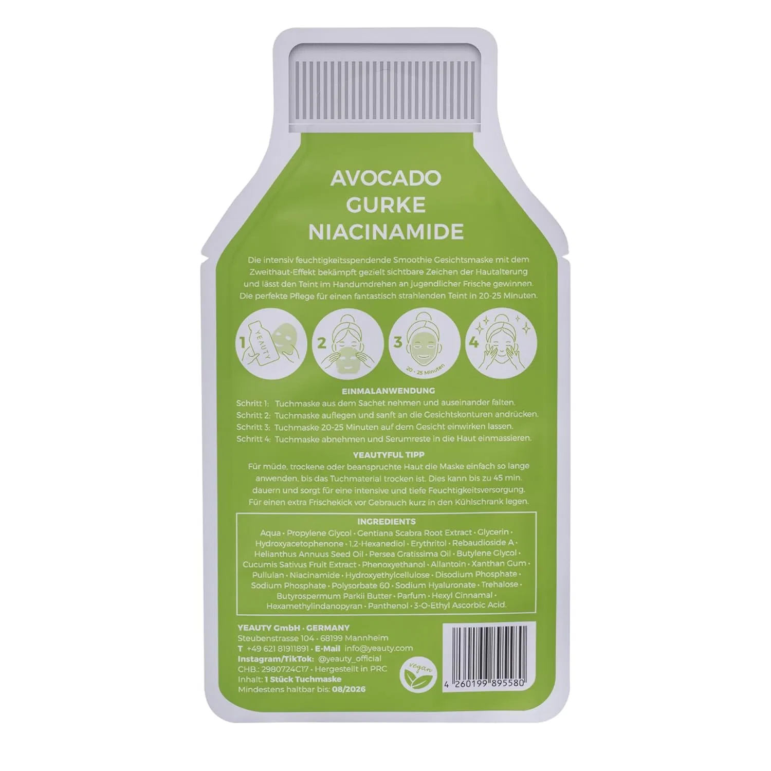 Сыворотка Yeauty — Для лица Smoothie с авокадо, огурцом и ниацинамидом от , Green — фото 2
