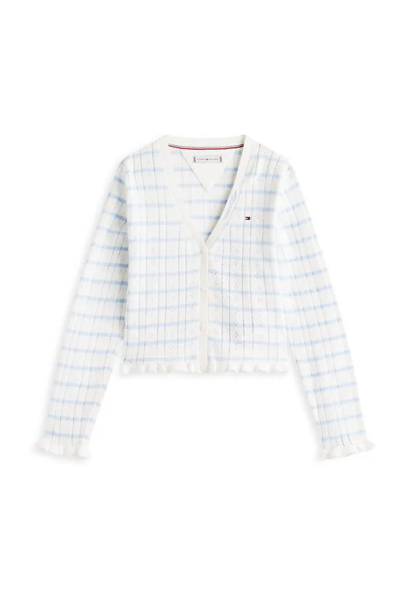 Кардиган с ажурной оборкой и v-образным вырезом Tommy Hilfiger, Ivory Silk/Sweet Blue — фото 4