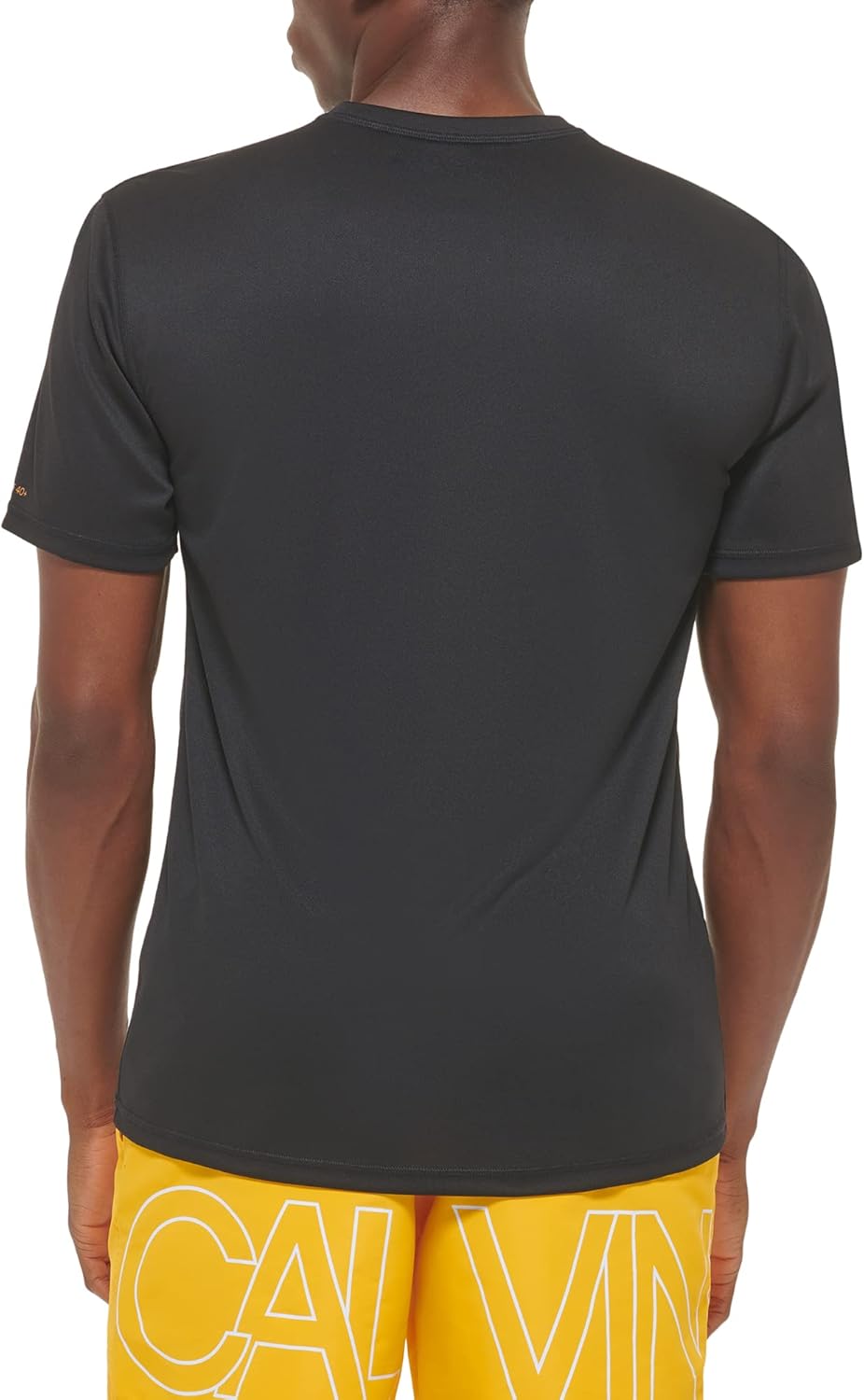 Calvin Klein Mens, легкий, быстросохнущий, с коротким рукавом, защита от ультрафиолетового излучения 40+, Black Logo — фото 4