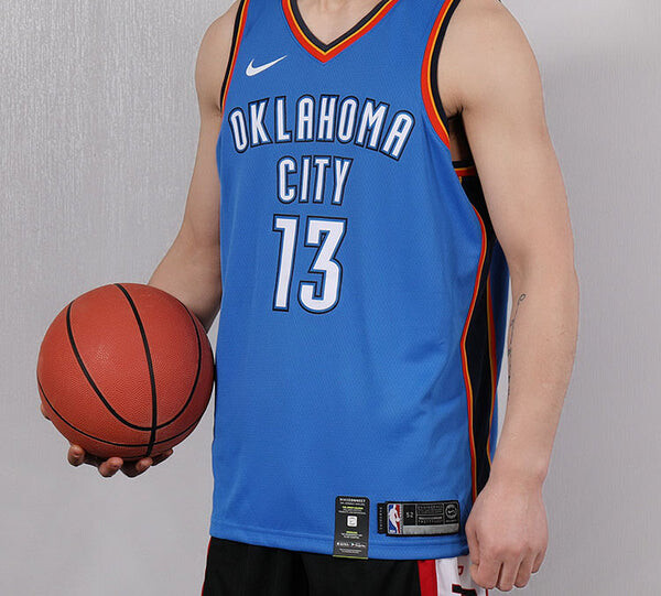 Футболка баскетбольная майка nba sw fan edition oklahoma city thunder paul george № 13 Nike, синий — фото 4