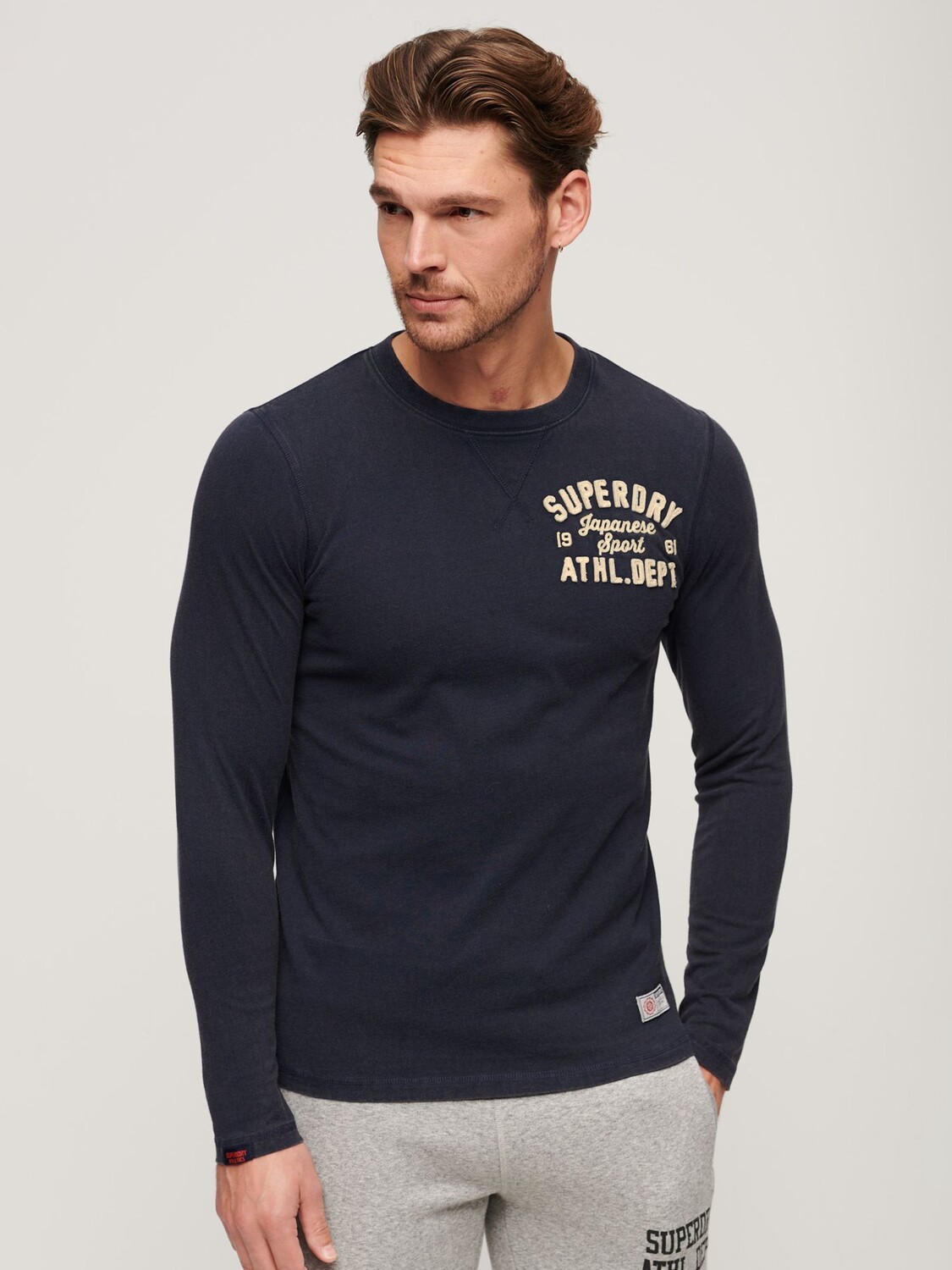 

Винтажная спортивная футболка с длинным рукавом на груди Superdry, рич флот