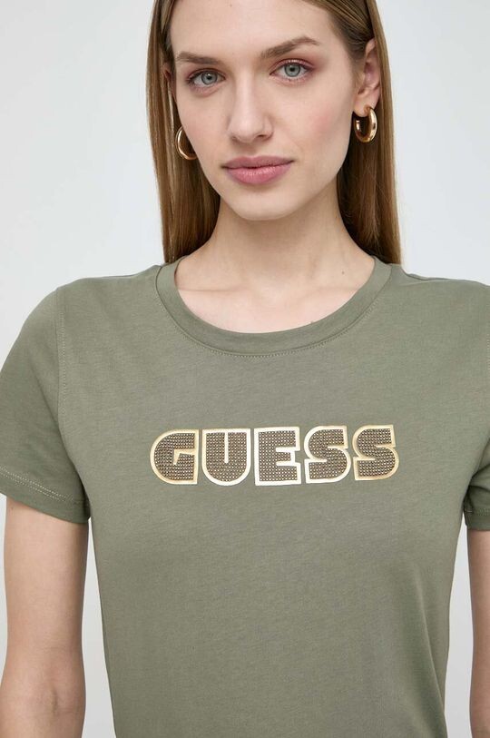 

Хлопковая футболка Guess, зеленый