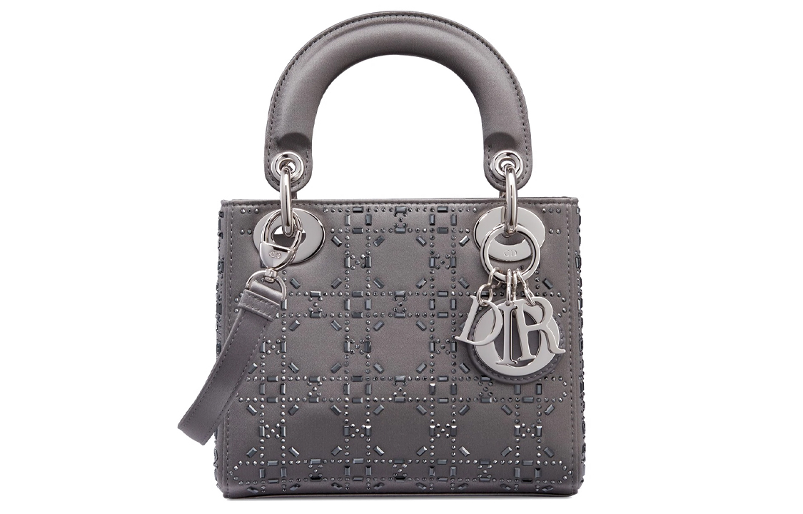 

Сумка Lady Dior из сатина, миниатюрная женская серая