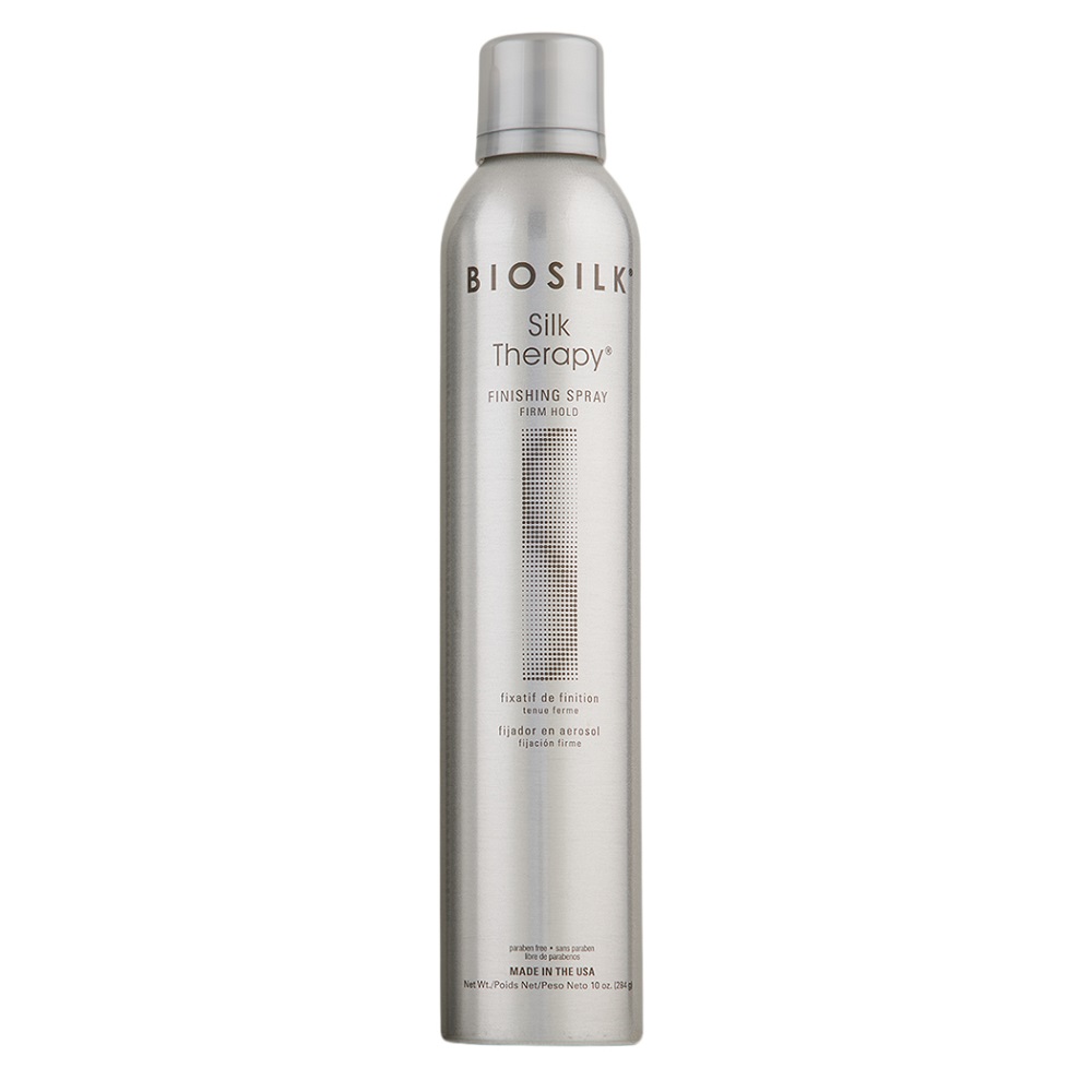 

Лак для волос сильной фиксации с протеинами шелка silk therapy finishing spray firm hold Biosilk, вес 283 гр.