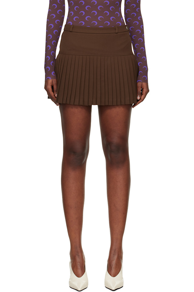 

Мини-Юбка из эластичной саржи из натуральной шерсти Marine Serre, коричневый