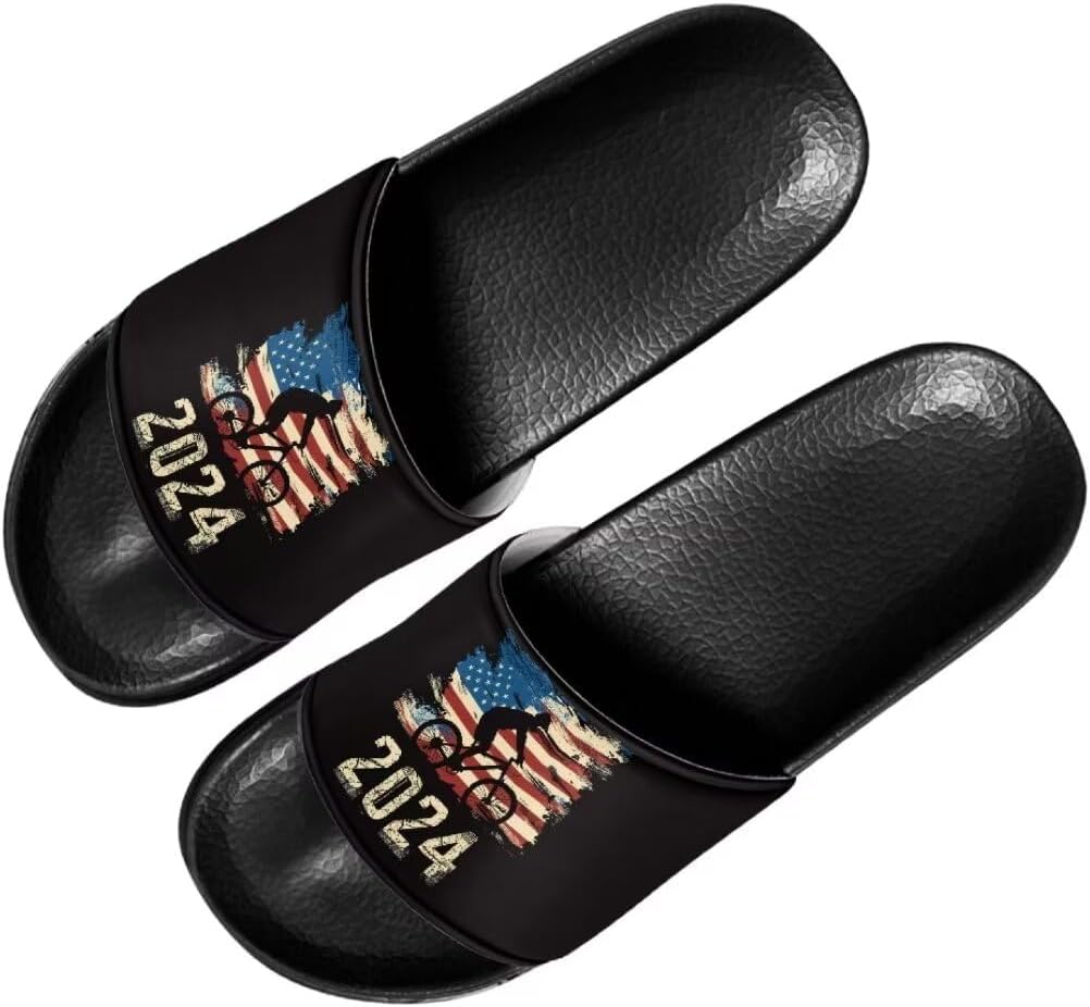 

Унисекс тапочки для душа Mumeson с открытым носком, нескользящие, плоские, домашние, для женщин и мужчин, размеры США 5-11, American Flag