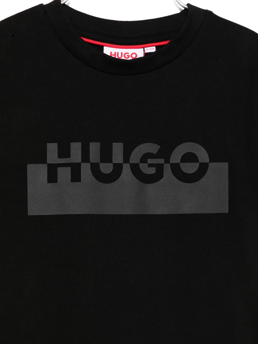 Хлопковая футболка с логотипом HUGO KIDS, черный — фото 3
