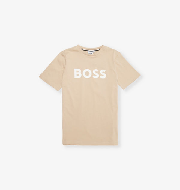 

Классическая хлопковая футболка с логотипом 4-16 лет Boss, серый