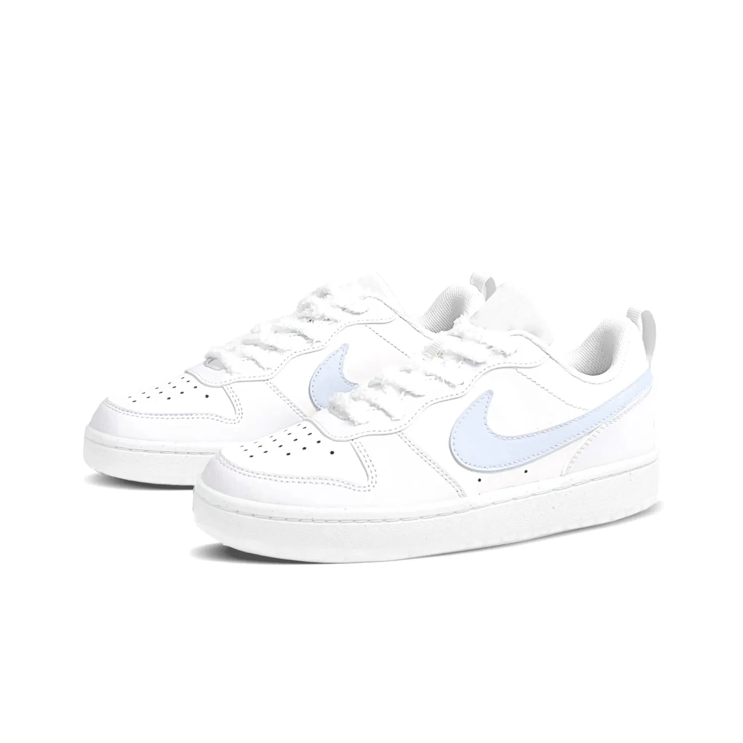 Кроссовки для скейтбординга Court Borough White Jade Ice Blue Leather Slip Resistant Low top Kids' Skateboarding Shoes Light Blue Teenagers Nike — фото 4