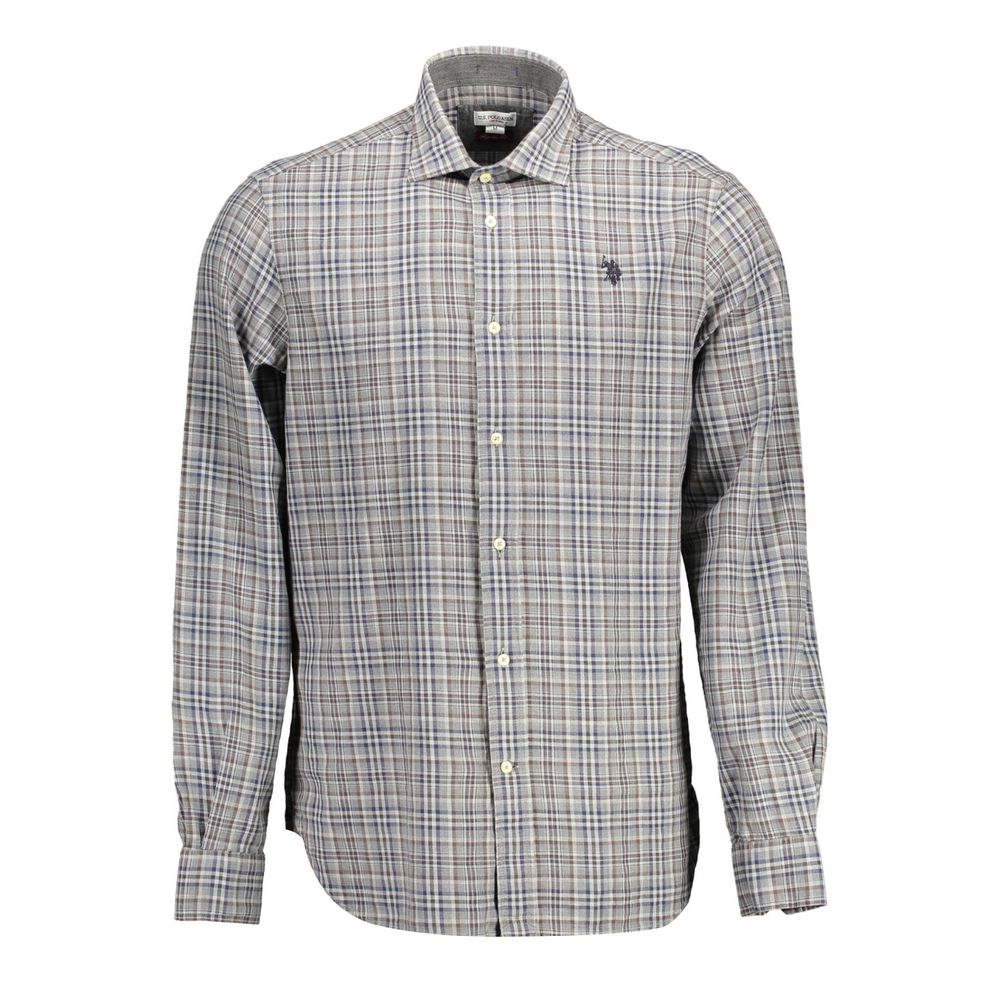 

Серая хлопковая мужская рубашка U.S. Polo Assn.