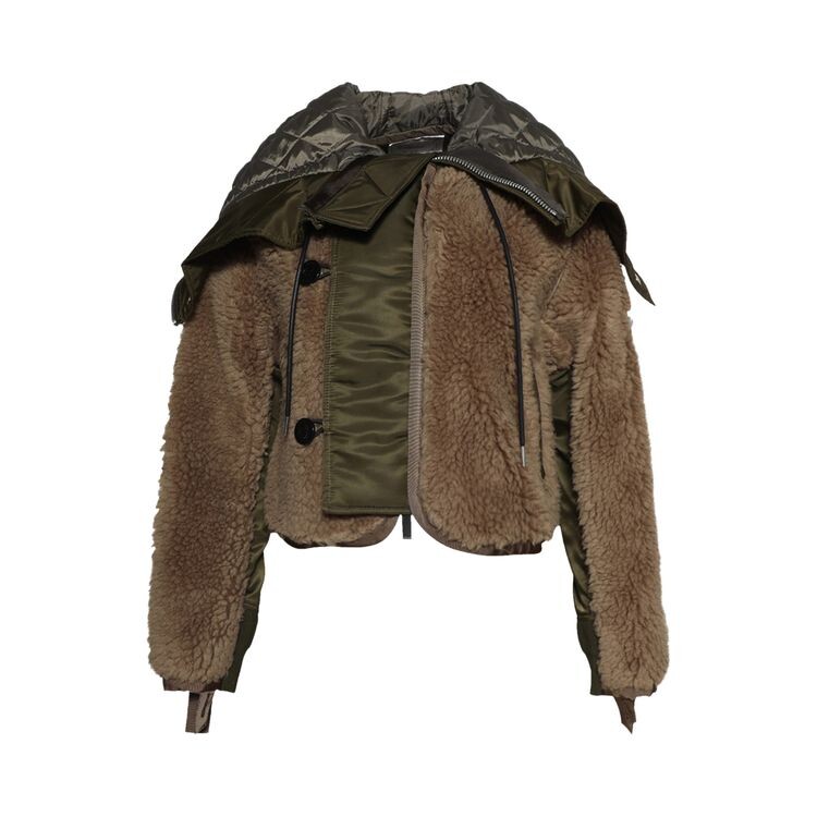

Блузон Sacai Faux Shearling Nylon Twill Blouson Beige/Olive, желто-коричневый