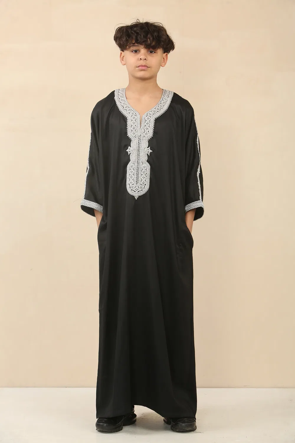 Arabic Thobes Детский черный марокканский халат для мальчиков Тобе Джубба Ид Джеллаба Гандура