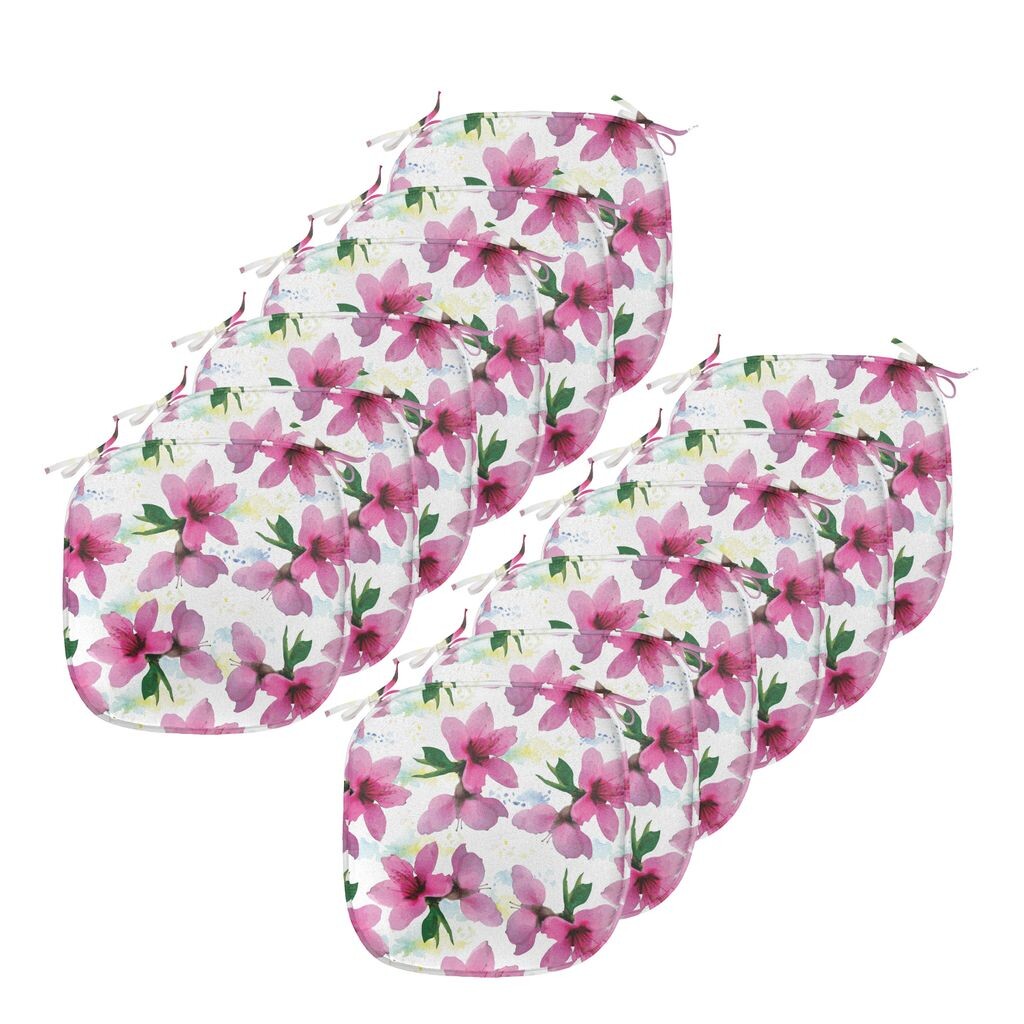 

ABAKUHAUS Цветочные подушки на обеденный стул, Petals Botany Essence, декоративная водонепроницаемая подушка с ремнями для кухонных сидений, 40 см x 40 см — упаковка из 12 шт., цвет фуксия желтый