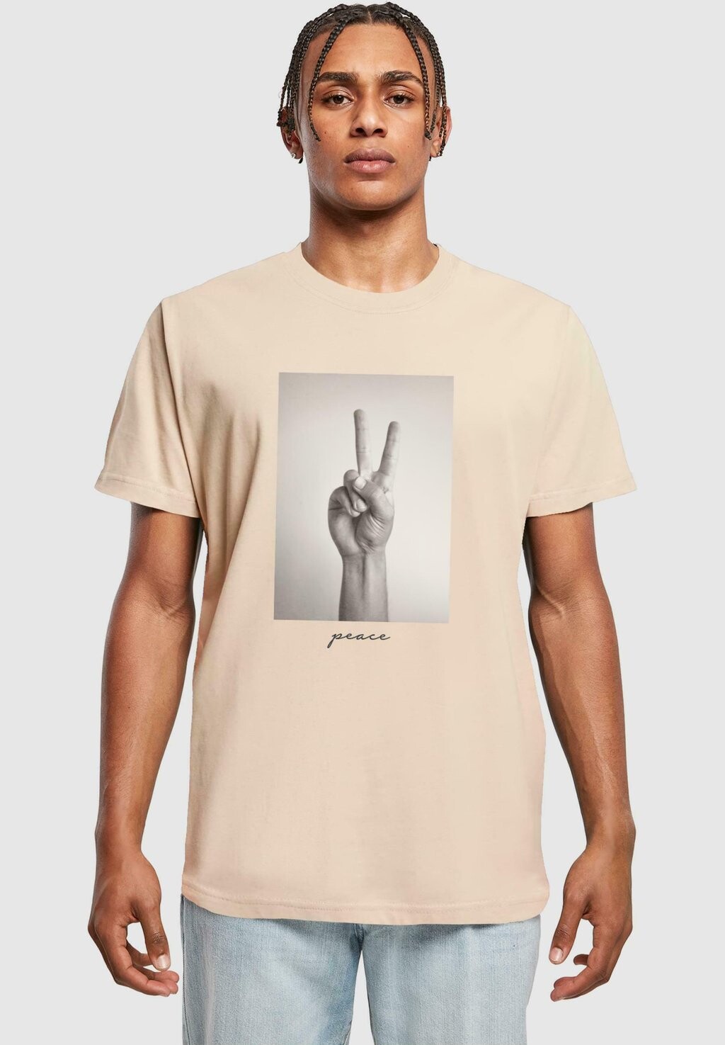 

Футболка с принтом Peace Sign Mister Tee, цвет sand