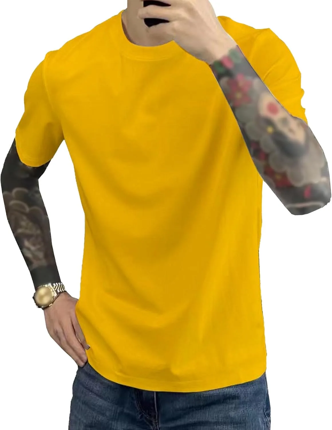 

Мужская базовая футболка с прямым кроем и круглым вырезом VgueElegc