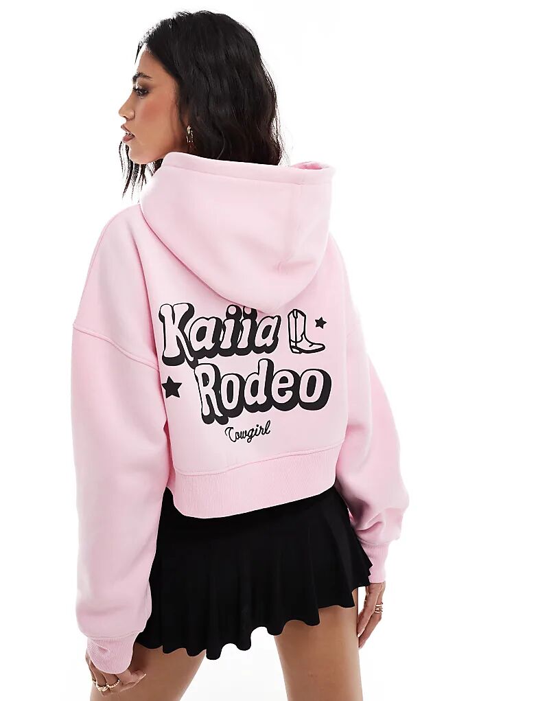 

Укороченная толстовка с капюшоном и логотипом Rodeo Bubble в розовом цвете Kaiia
