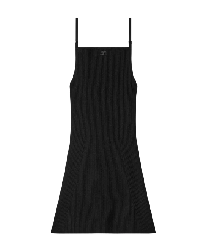 

Платье из вискозы в рубчик Courrèges, черный