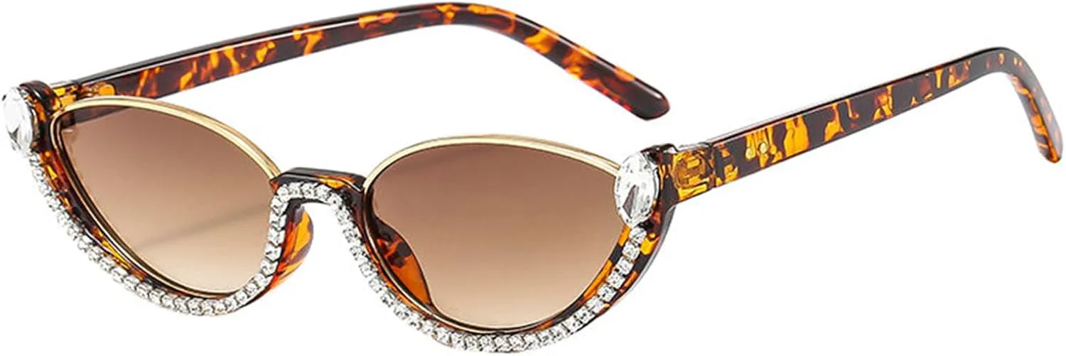 

Солнцезащитные очки Willochra со стразами для женщин, модные, сексуальные, сверкающие, в форме «кошачьего глаза», с бриллиантами, женские, с кристаллами, Leopard