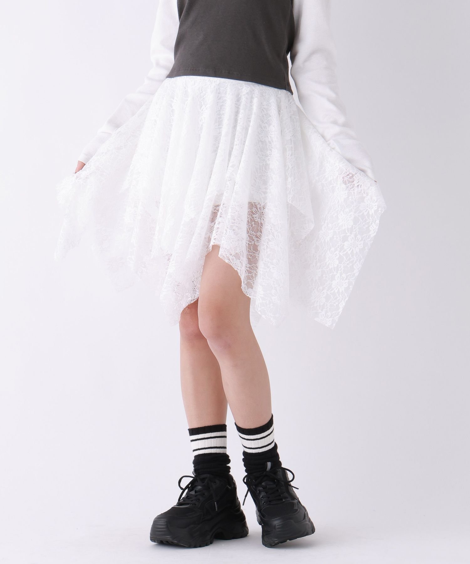Мини-юбка с кружевной каймой Repipi Armario, White 05