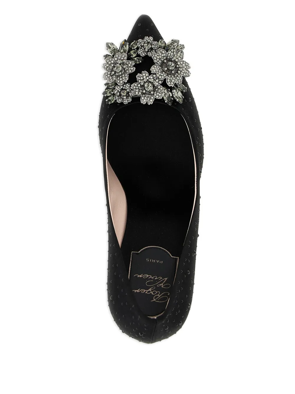 Атласные туфли Efflorescence 85 с кристаллами Roger Vivier, черный — фото 4