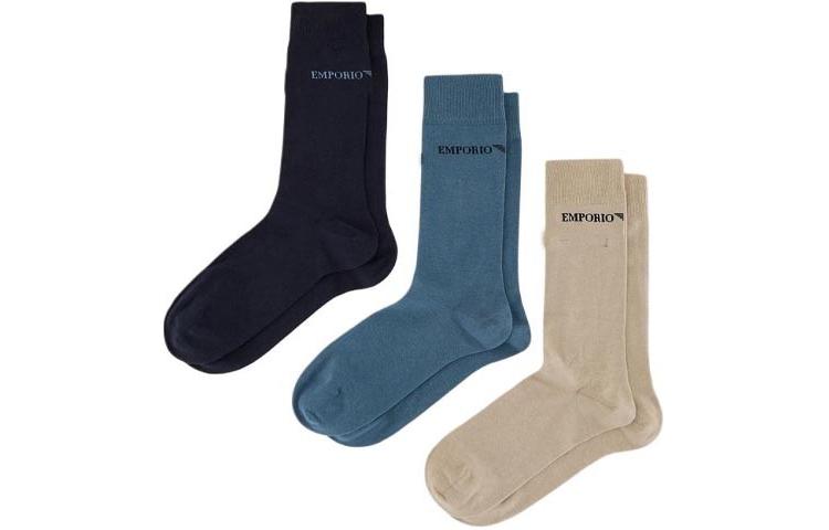 

Носки SS24 Mid Calf Мужские 3 пары EMPORIO ARMANI, 3 пары (Хаки+Синий+Темно-синий)