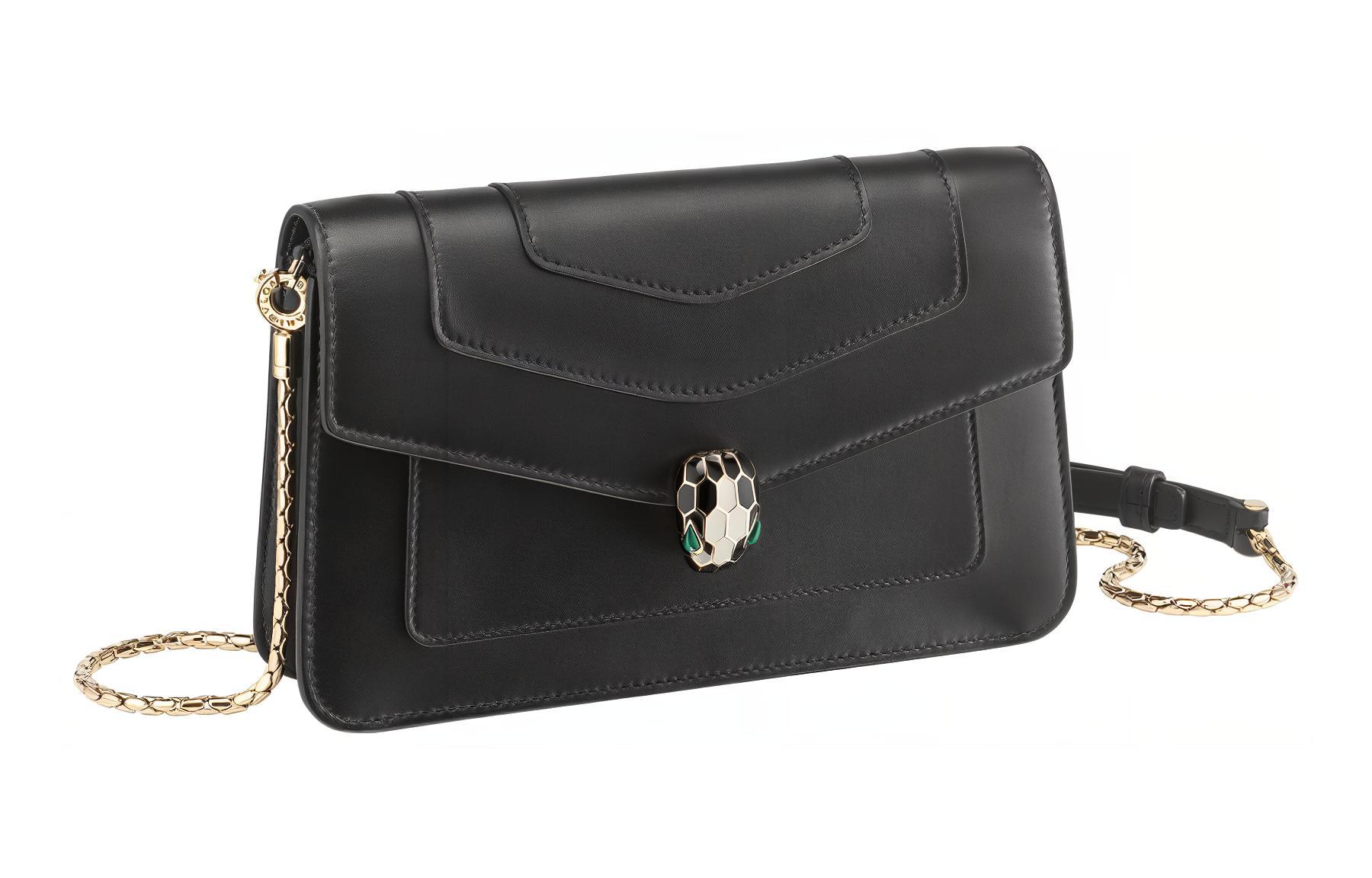 

BVLGARI Сумка через плечо Serpenti Forever из телячьей кожи, женская, черная