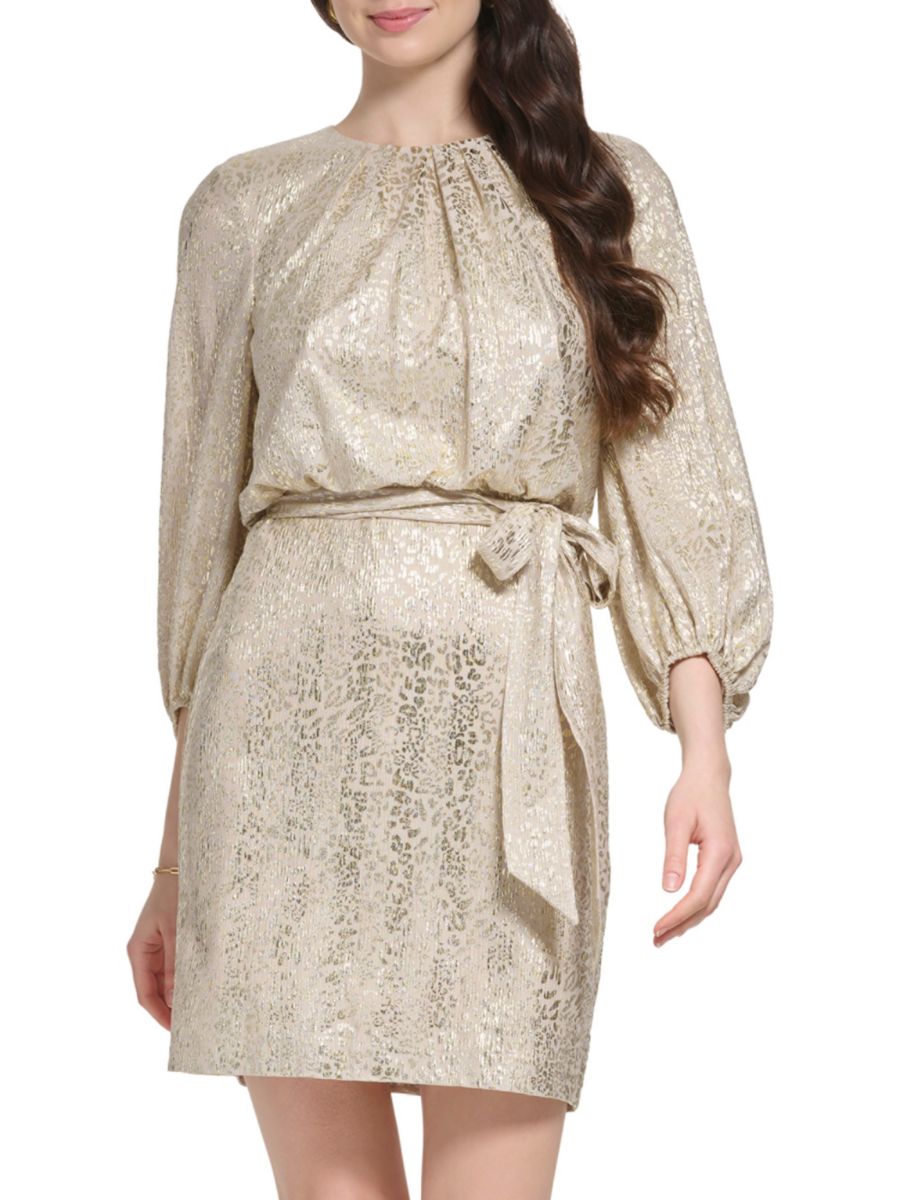 

Платье-блузон мини из фольги Vince Camuto, цвет Champagne