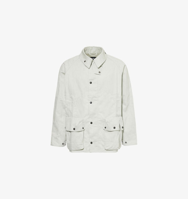 

Хлопковая куртка прямого кроя с фирменной вышивкой Spread-Collar Barbour, бежевый