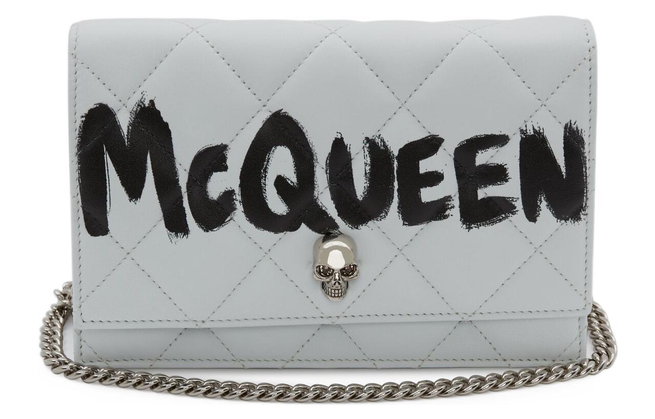 

Alexander McQueen Сумка-череп из коровьей кожи наппа, с изображением скелета, сумка через плечо, небольшого размера, женская, белого/черного цвета