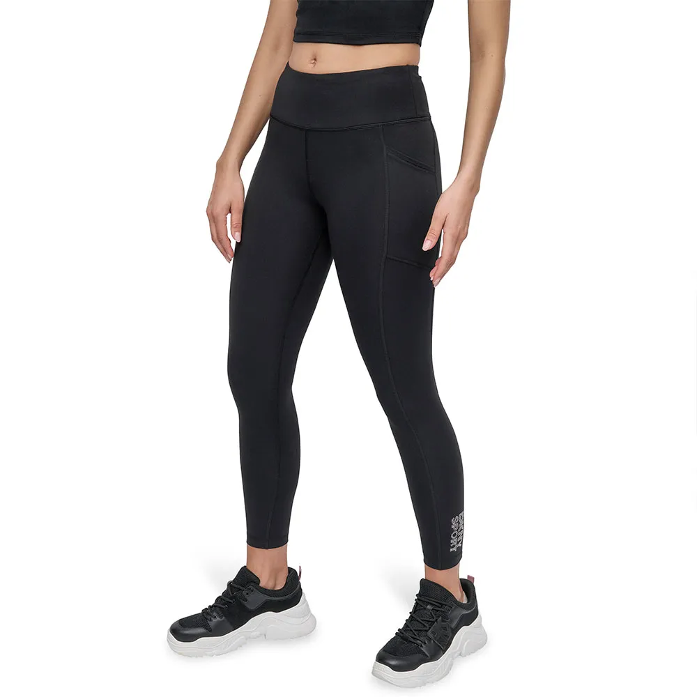 

Леггинсы DKNY Rhinestone Stacked Logo 7/8 high waist, черный