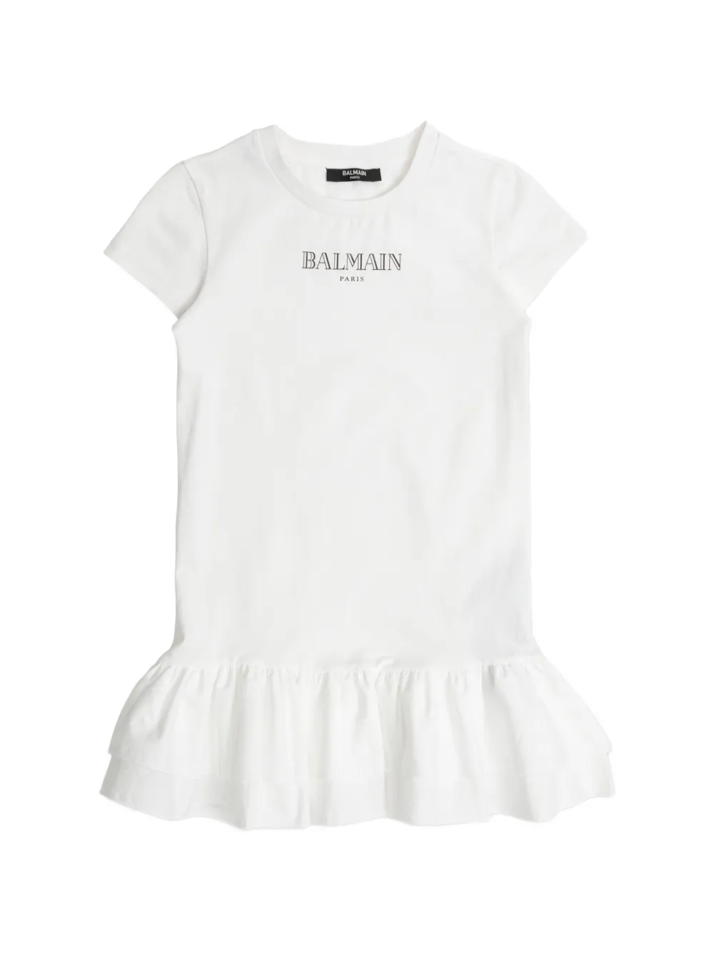 

Платье с оборчатым подолом Balmain Kids, белый