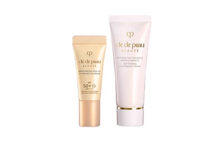 Набор пробников Clé De Peau Beauté: солнцезащитный крем, 2x8 мл + очищающее средство Softening Cleansing Foam, 2x20 мл — фото 2