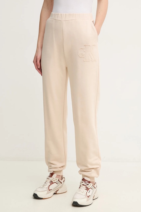 

Хлопковые спортивные брюки Calvin Klein Jeans, бежевый
