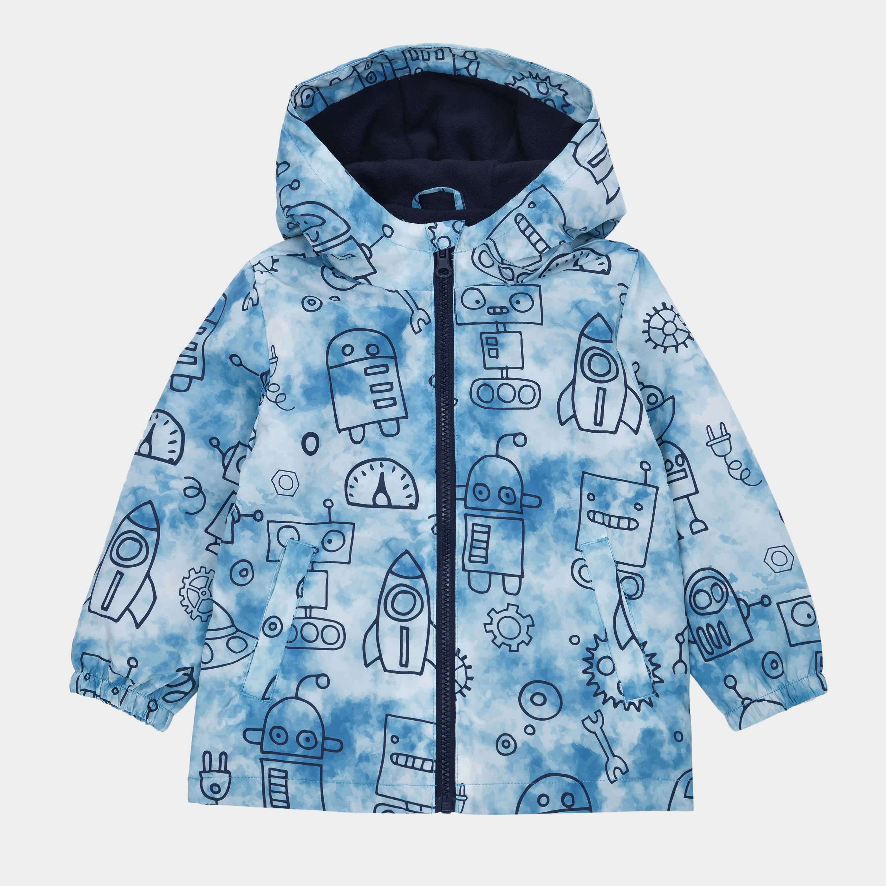 

Детская флисовая ветровка-дождевик на молнии Rokka&Rolla для мальчиков, robot