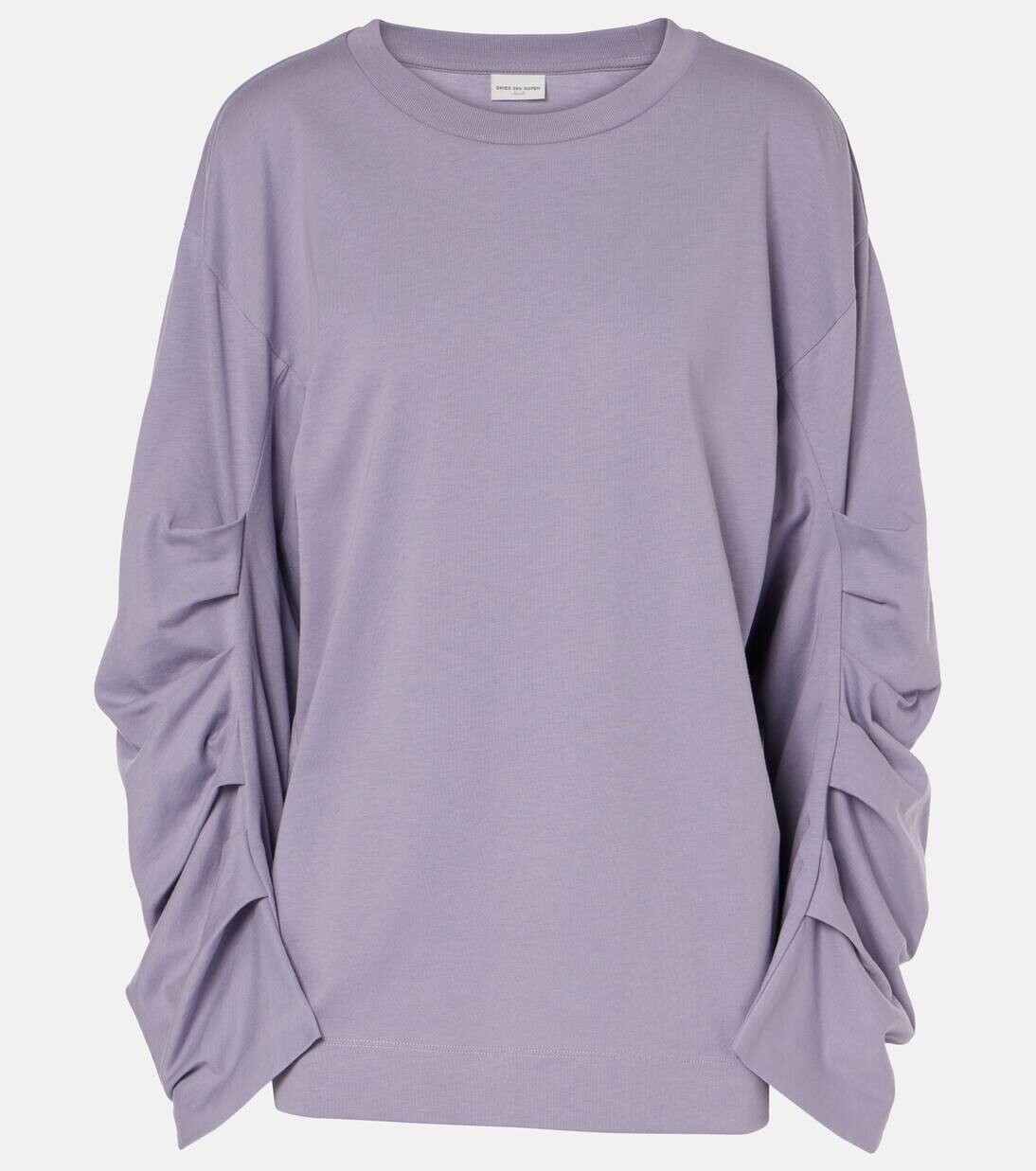 

Свитшот из хлопкового джерси с оборками Dries Van Noten, цвет lilac