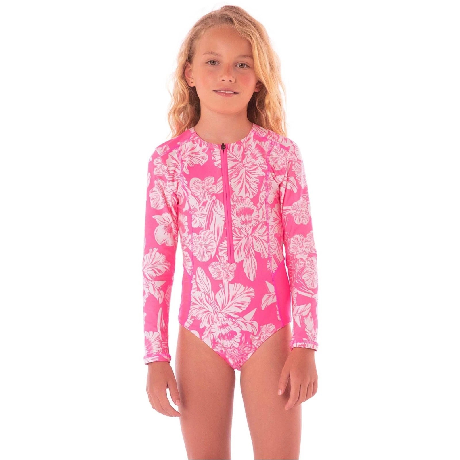 Детский купальник-рашгард Maaji Miku One Piece Pink Blossom Tropical Rashguard Swimsuit RED146 — фото 3