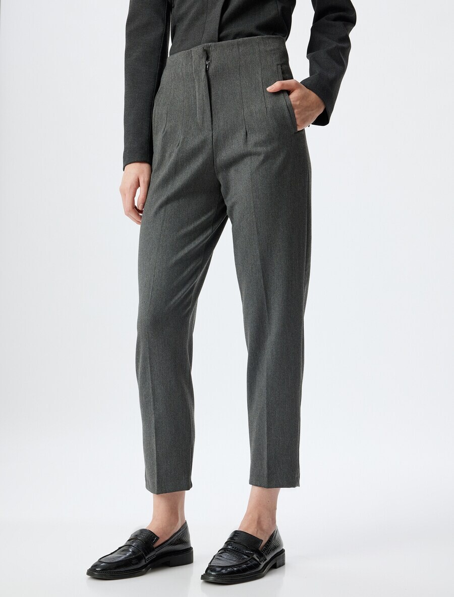 

Брюки Koton Tapered Pleated Pants, антрацит
