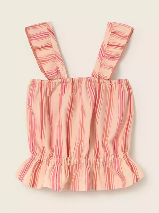 Детский хлопковый топ Cozmo Kids' Avak в полоску с оборками, розовый Cozmo Brand — фото 2