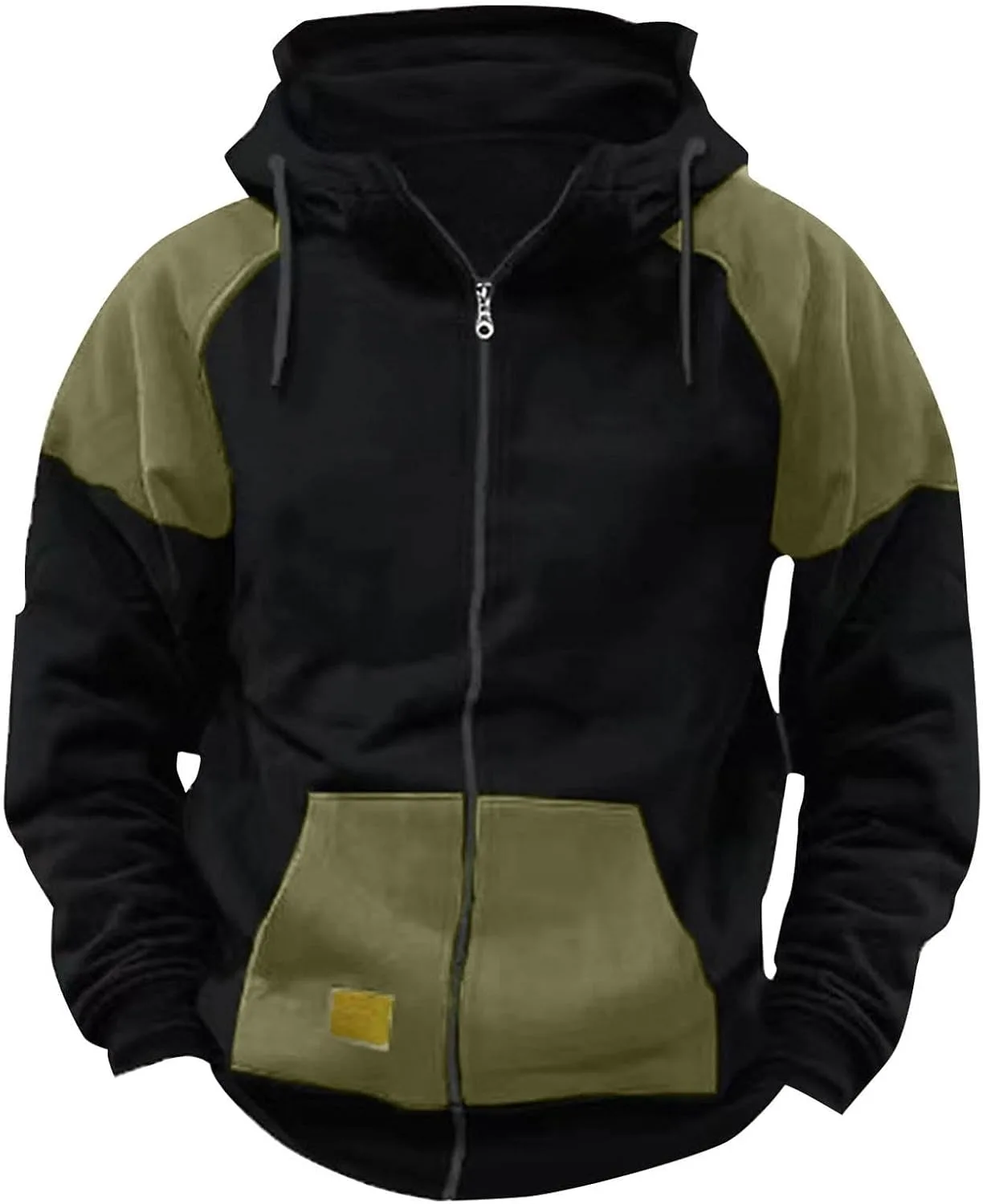 

Толстовка с капюшоном для мужчин Vintage с молнией и цветными блоками